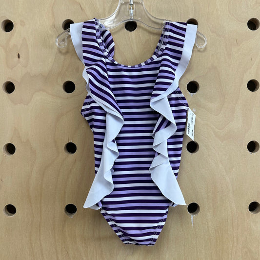 Purple Striped Swimsuit