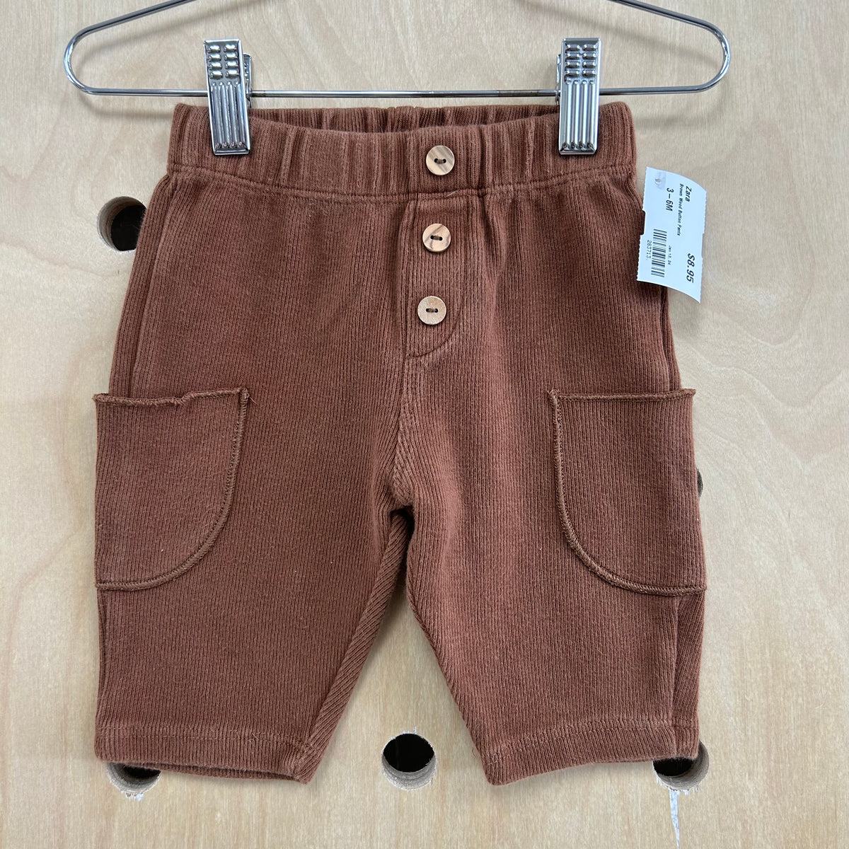 Brown Wood Button Pants