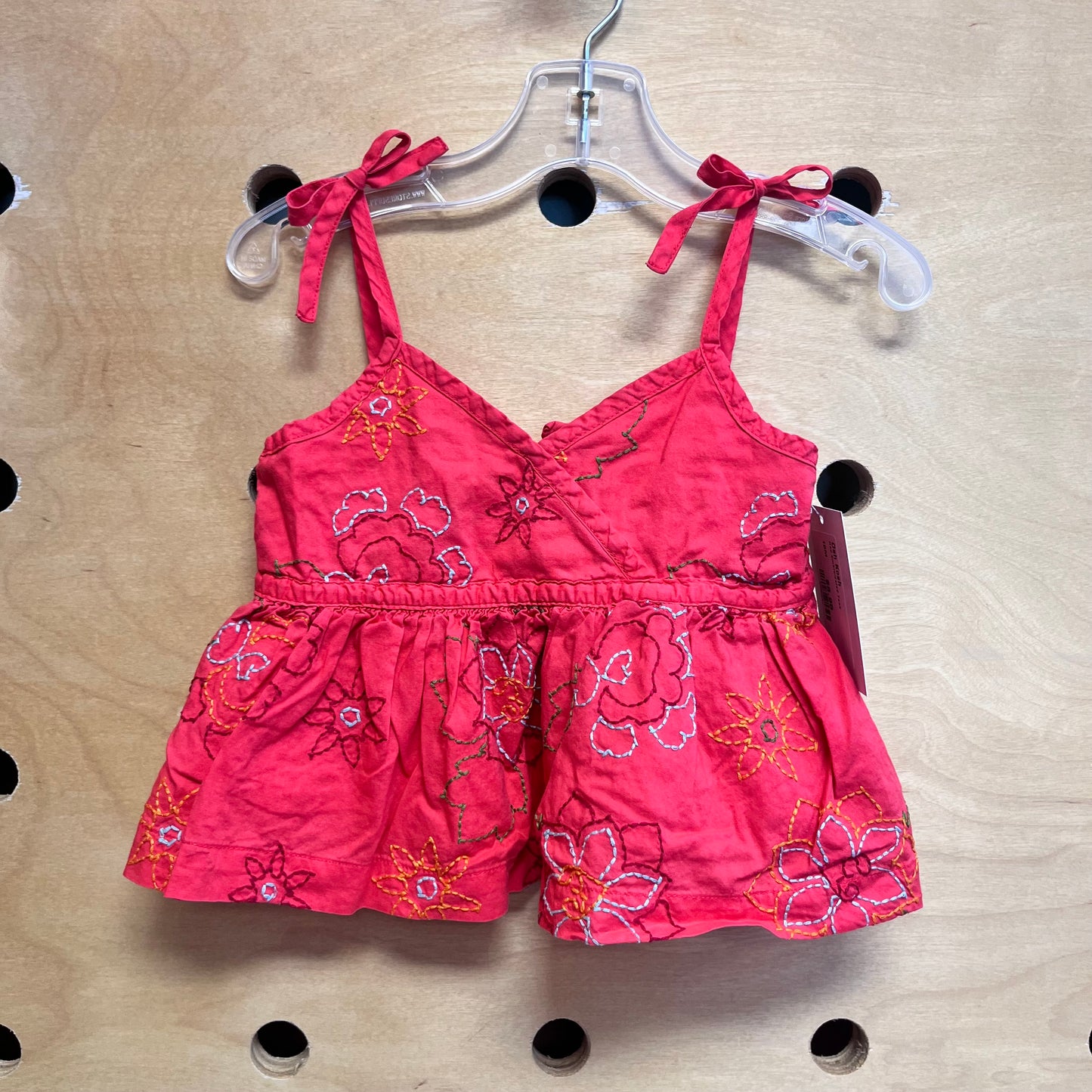 Red Embroidered Tank