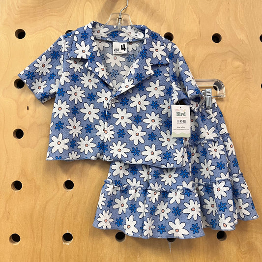 Blue/White Collared Flower Outfit