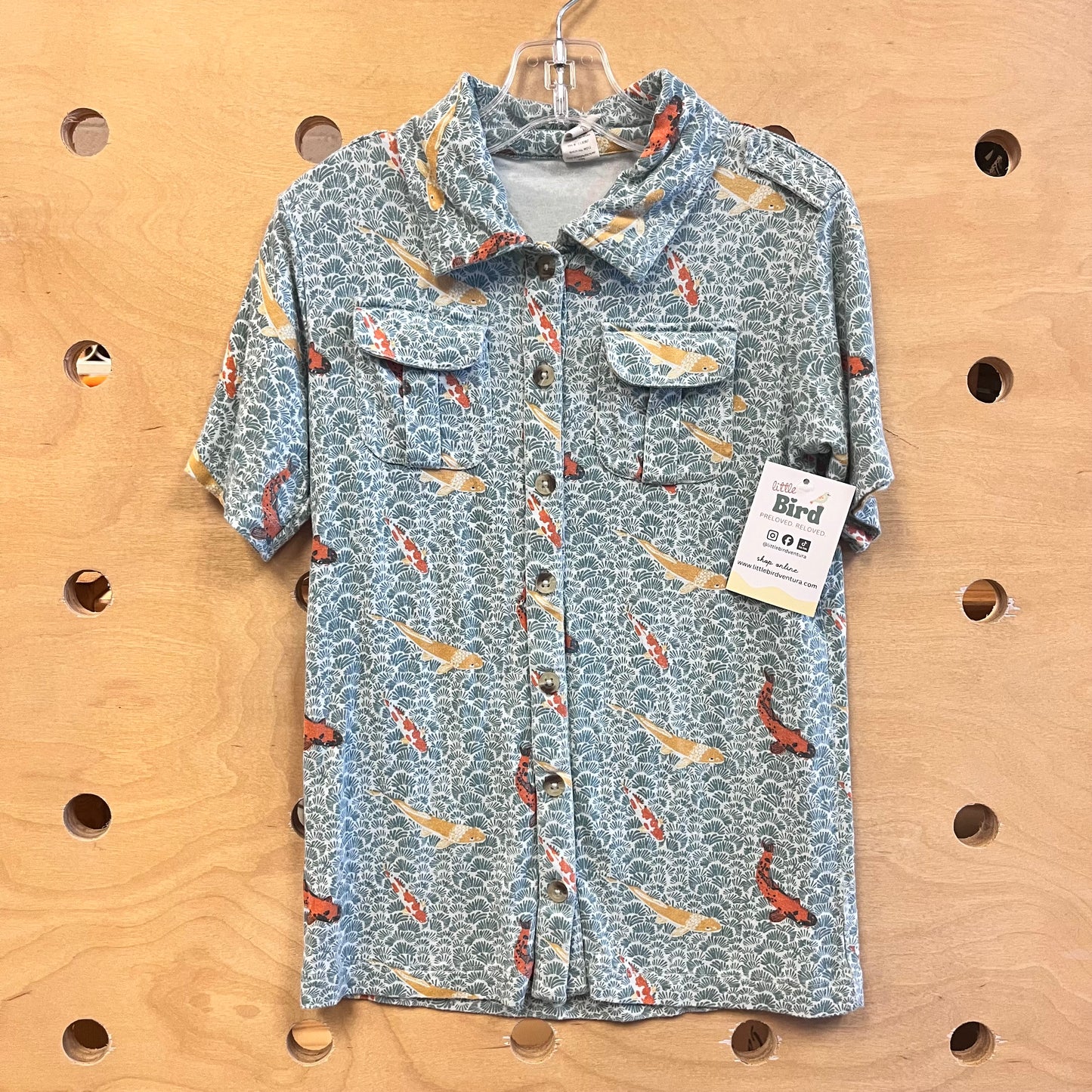 Blue Bamboo Koi Fish Button Up