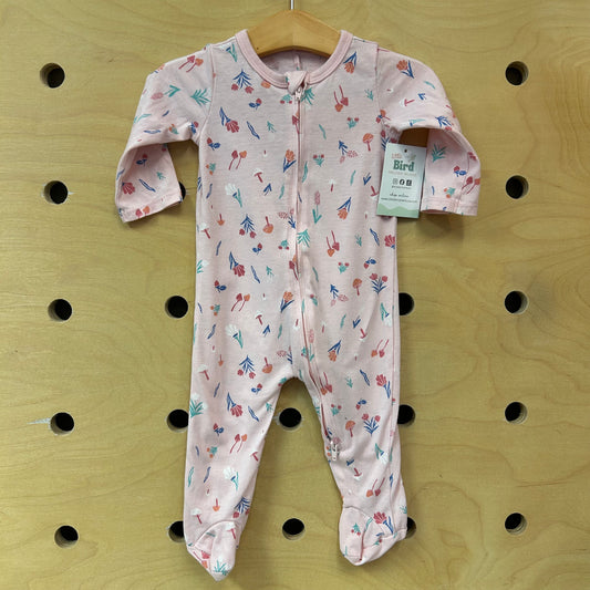 Pink Mushroom Floral Footies