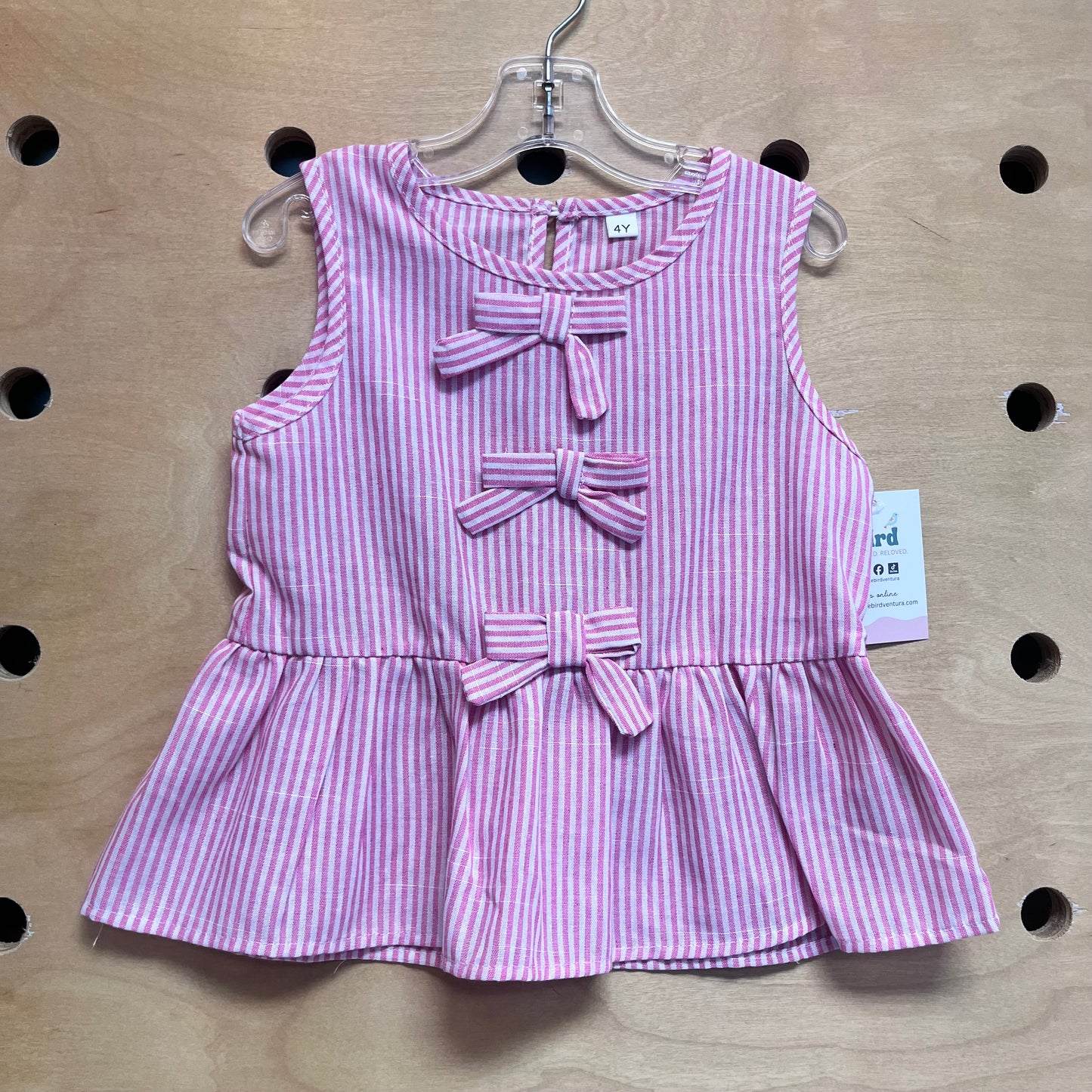 Pink/White Striped Bows Tank
