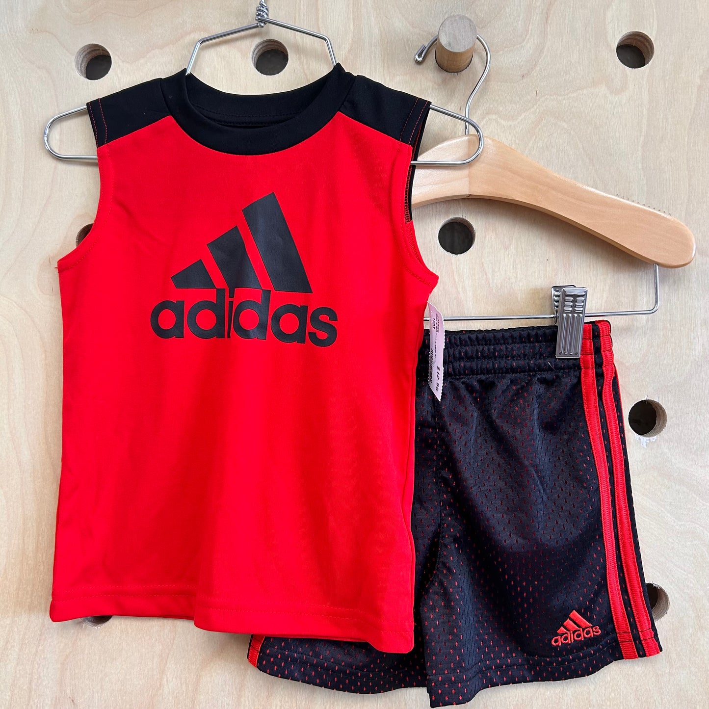 Black & Red Tank & Mesh Shorts