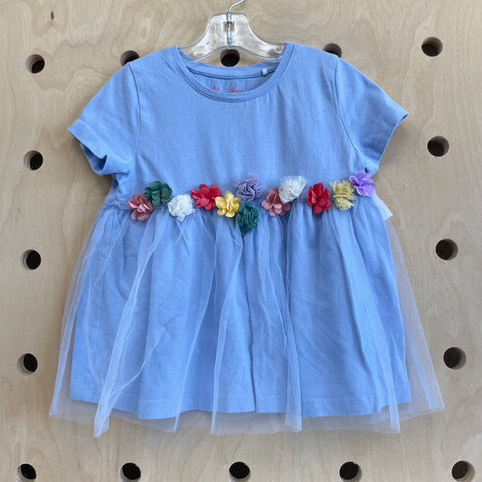 Blue Tullle Floral Top