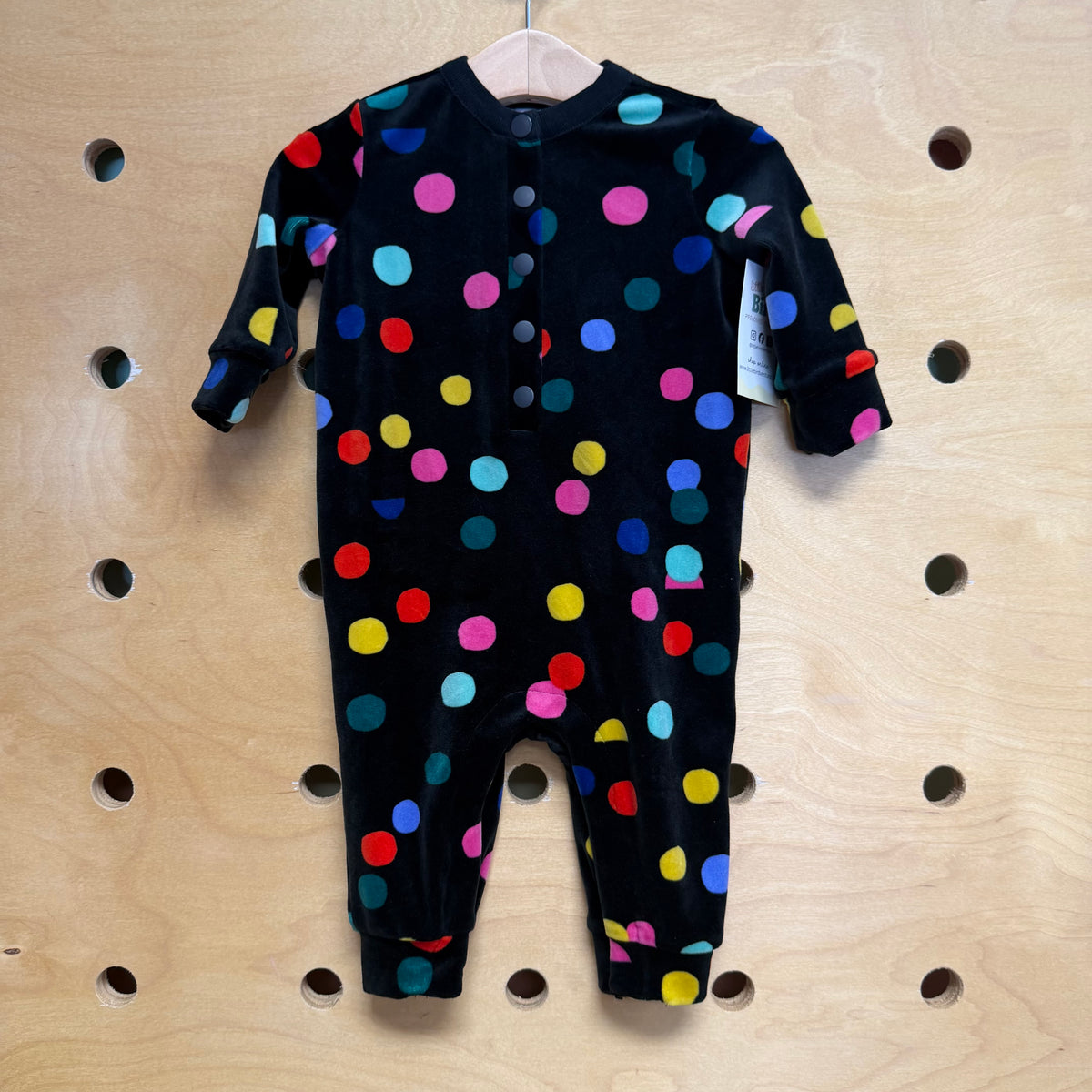 Black Colorful Polka Dot Fleece Romper