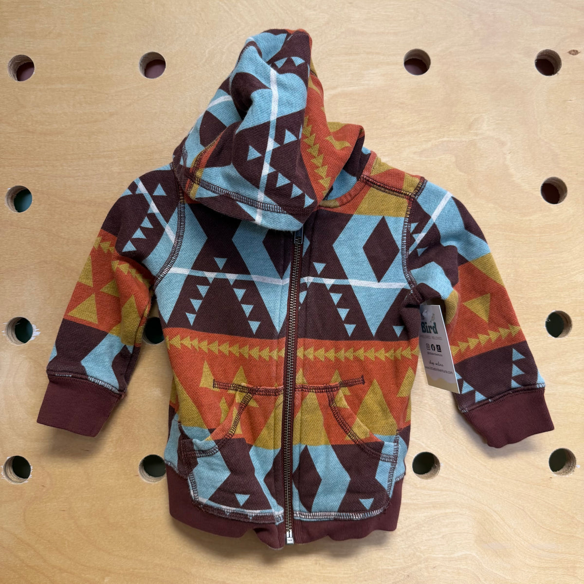 Brown/Blue /Rust Zip Hoodie