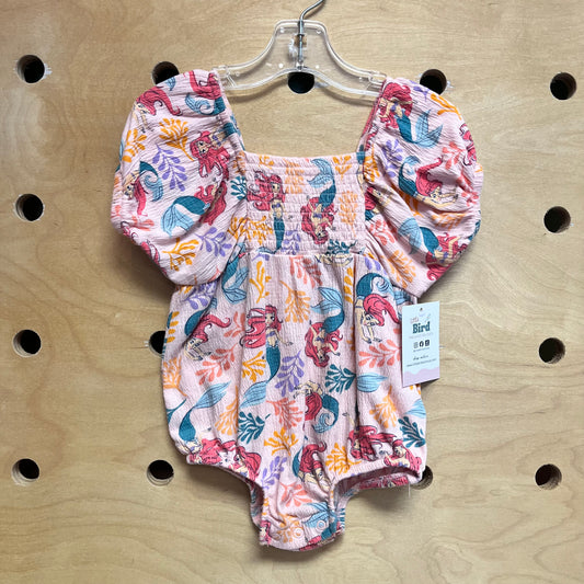 Pink Little Mermaid Smocked Romper