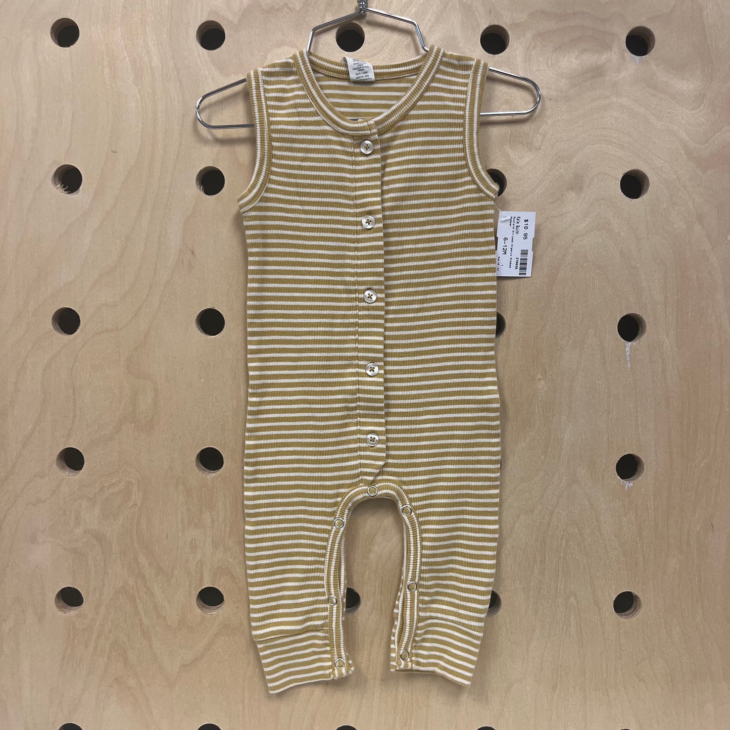 Mustard Striped Organic Ribbed Romper