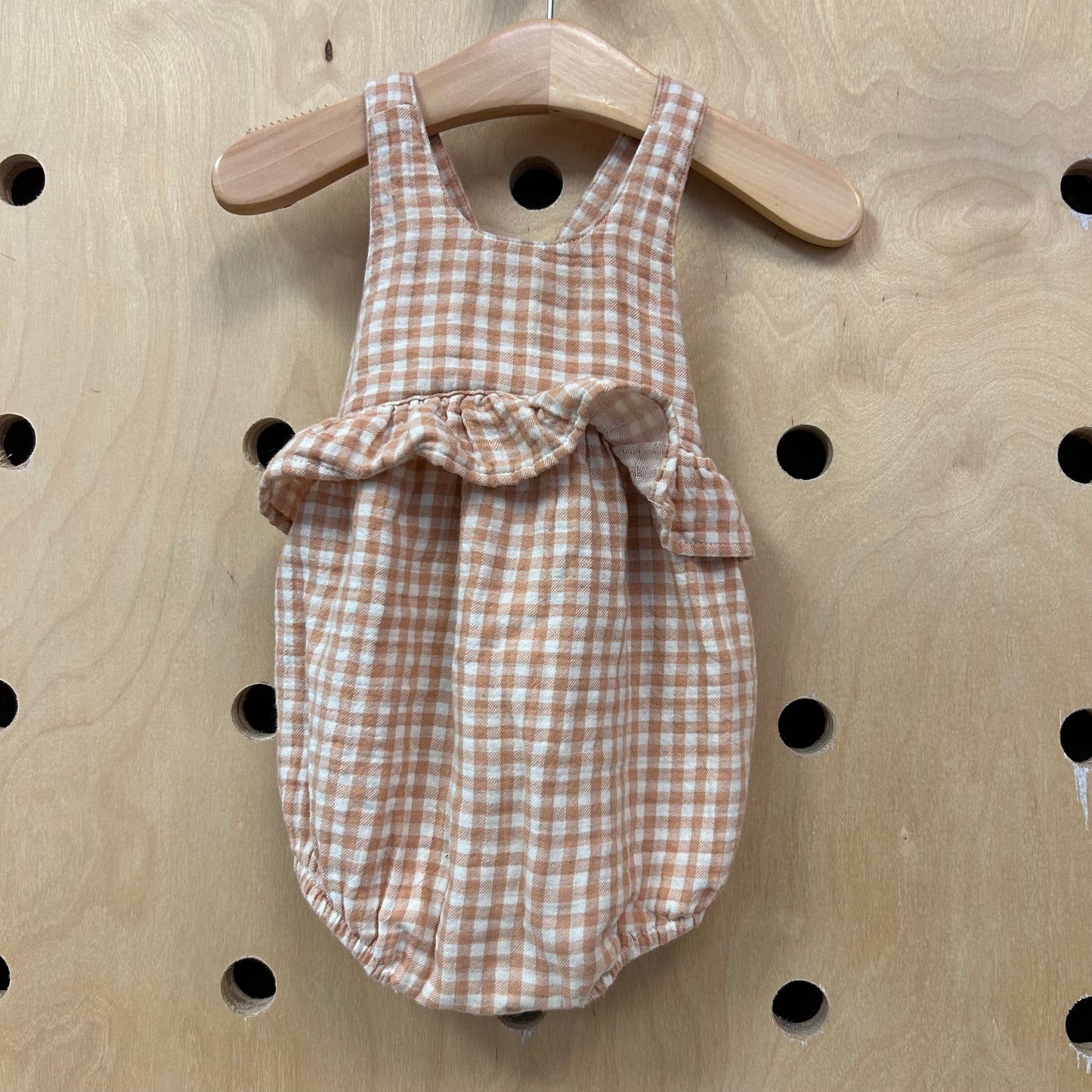 Peach Gingham Romper