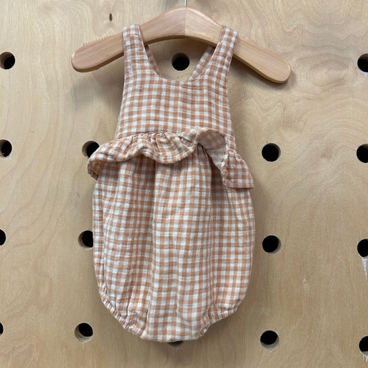 Peach Gingham Romper