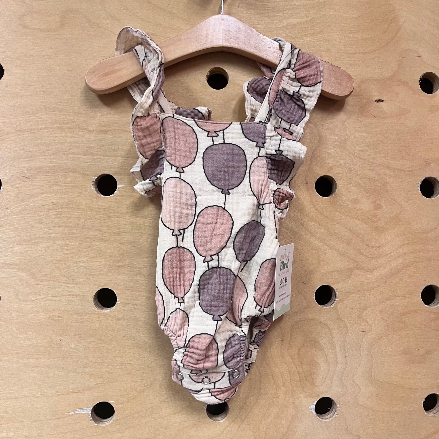 Tan/Purple Balloons Gauze Romper