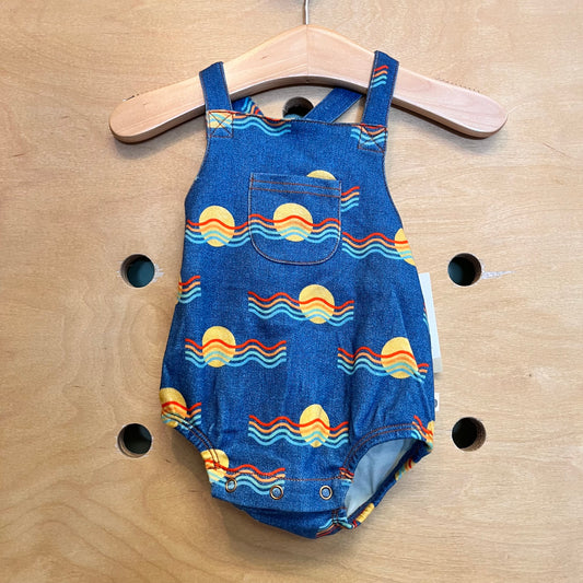 Blue Sun Waves Cross Back Romper