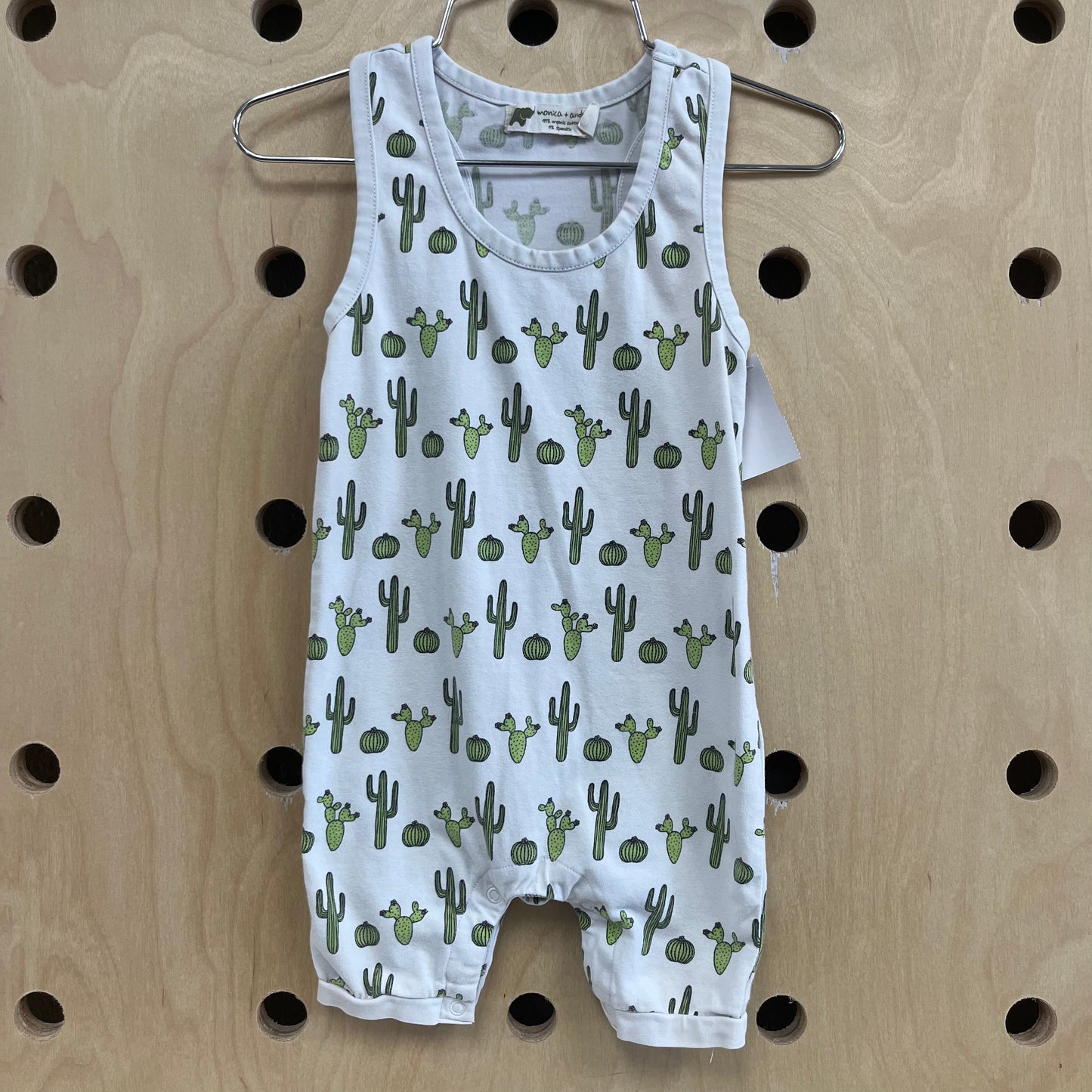 White & Green Cacti Romper