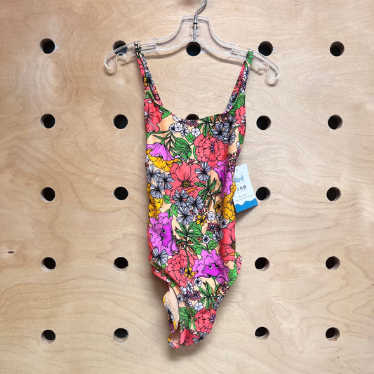 Peach/Colorful Floral Swim Suit