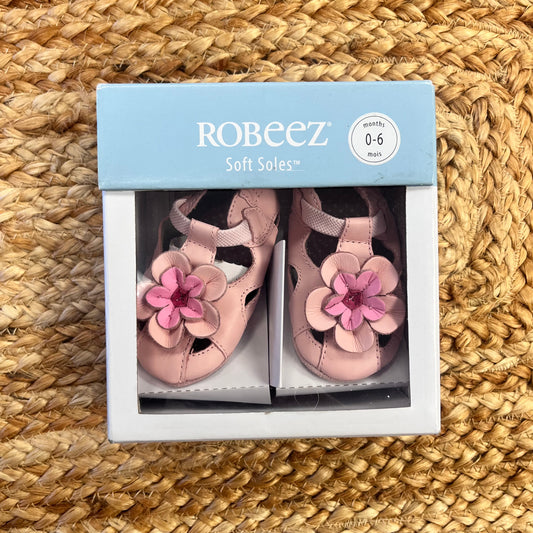 Pink Floral Soft Sole Leather Shoes