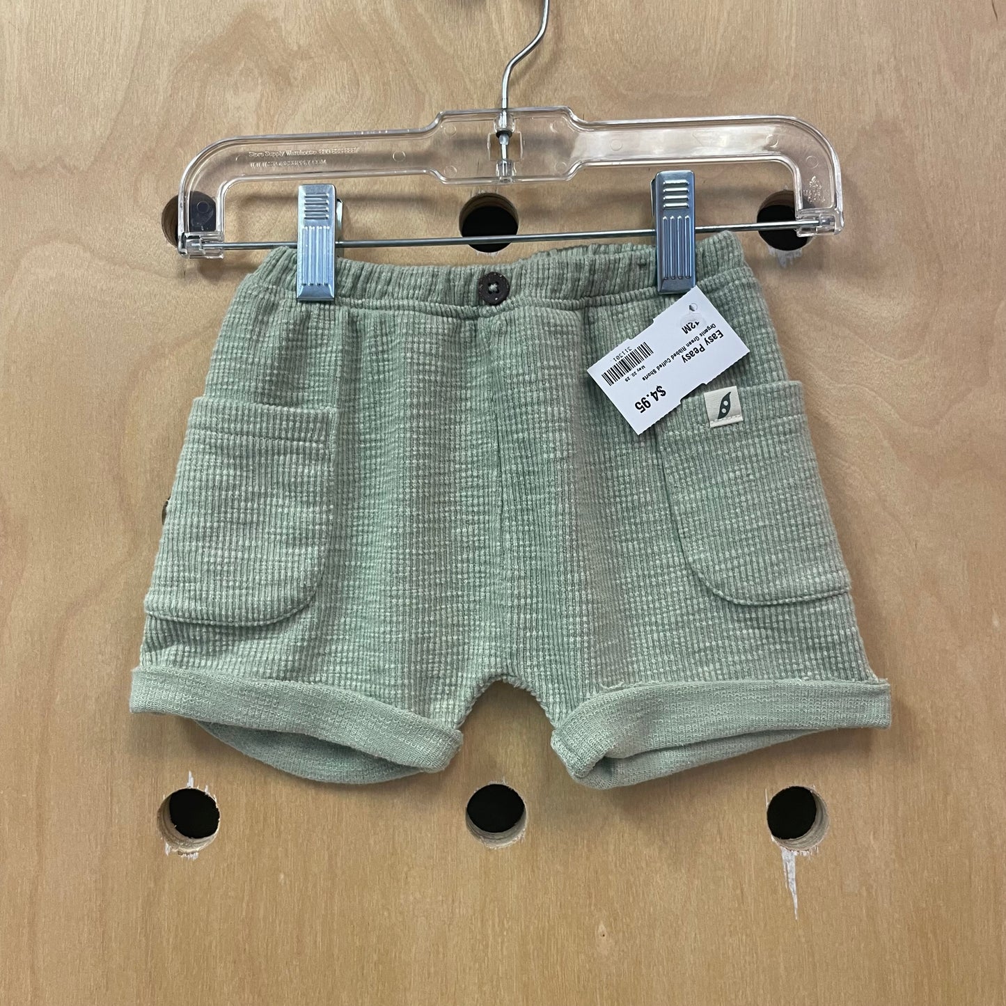 Organic Green Ribbed Cuffed Shorts