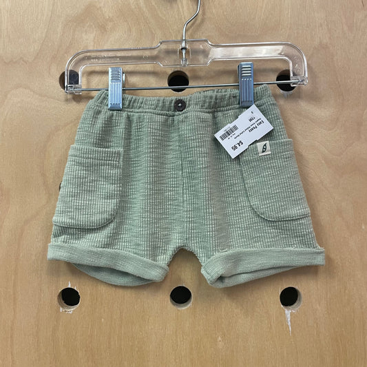 Organic Green Ribbed Cuffed Shorts
