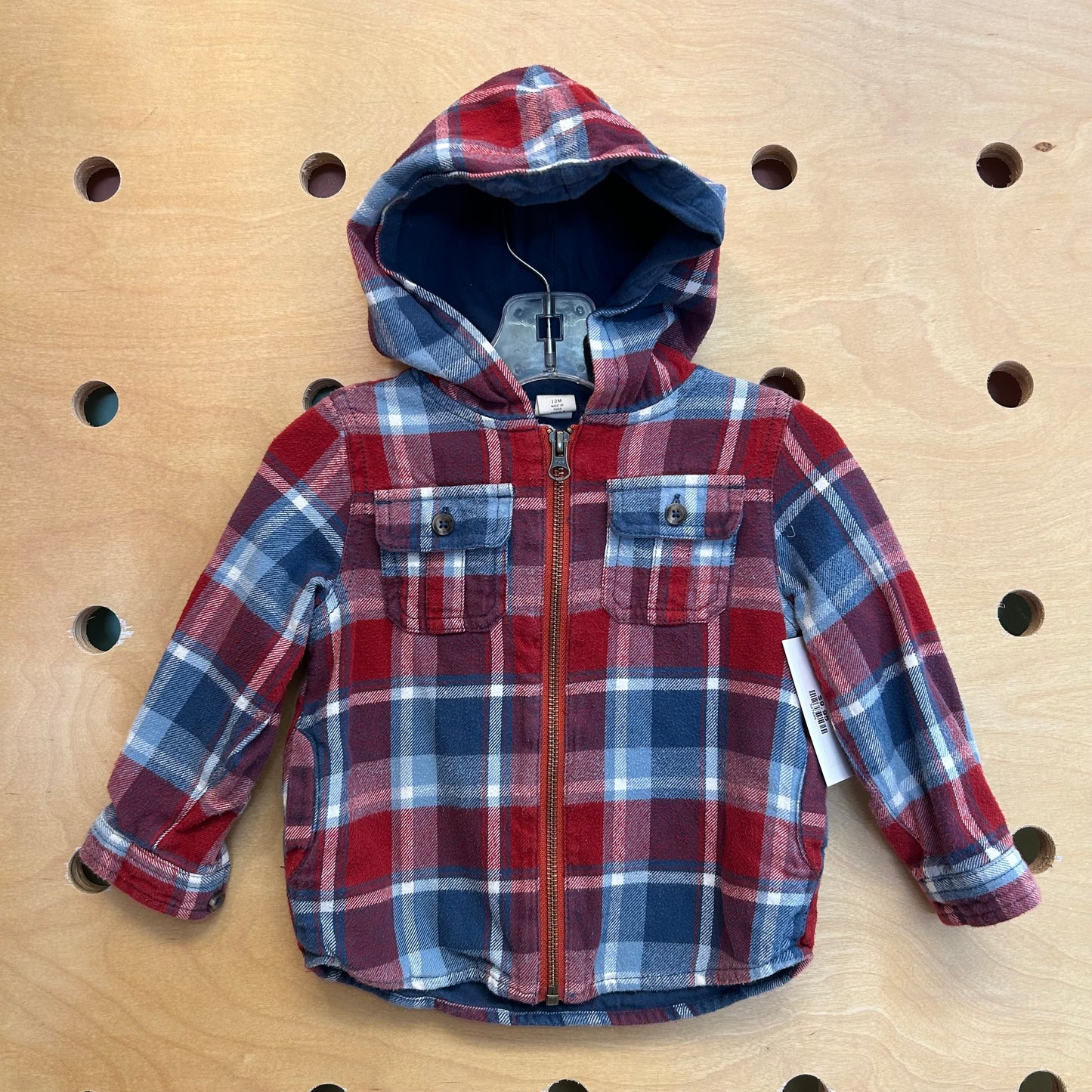 Double Layer Plaid Hoodie Zip Jacket