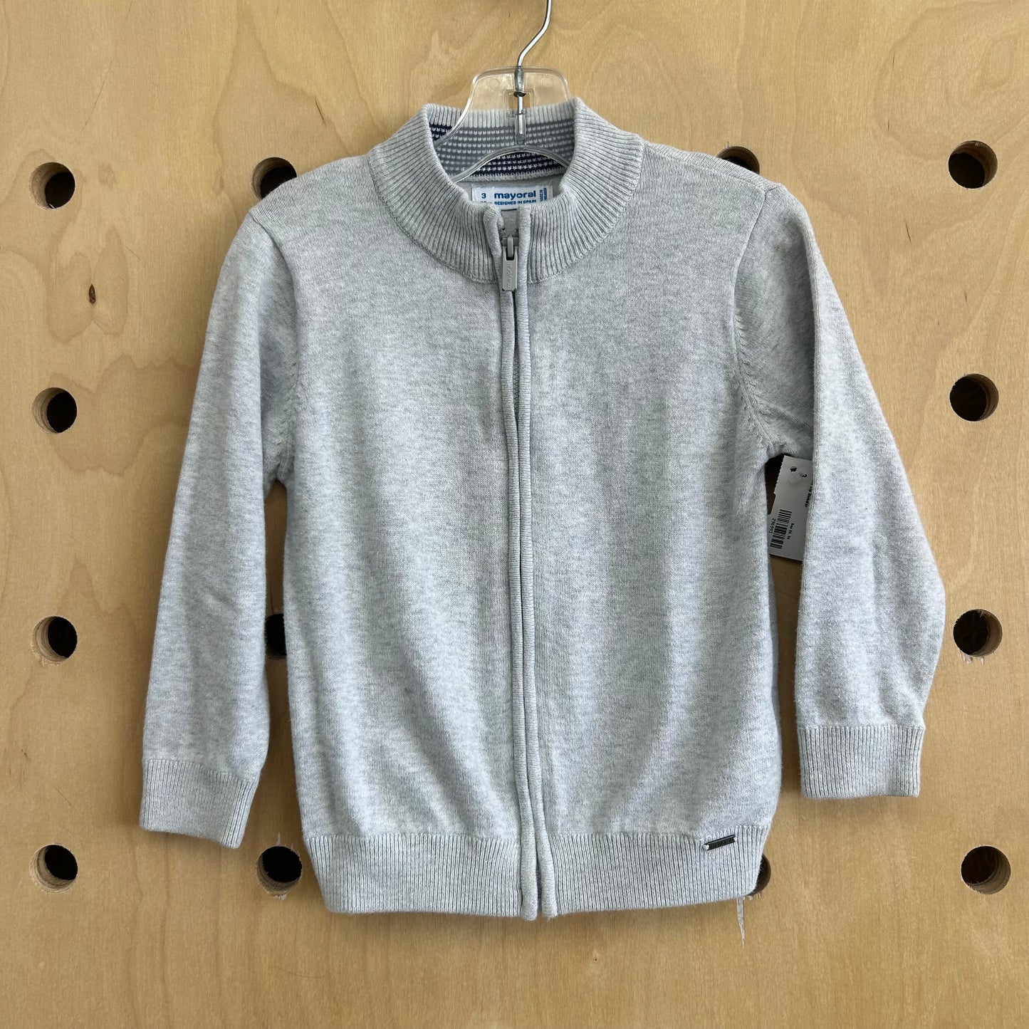 Grey Knit Zip Sweater