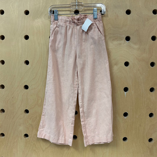 Peach Linen Wide Leg Pants