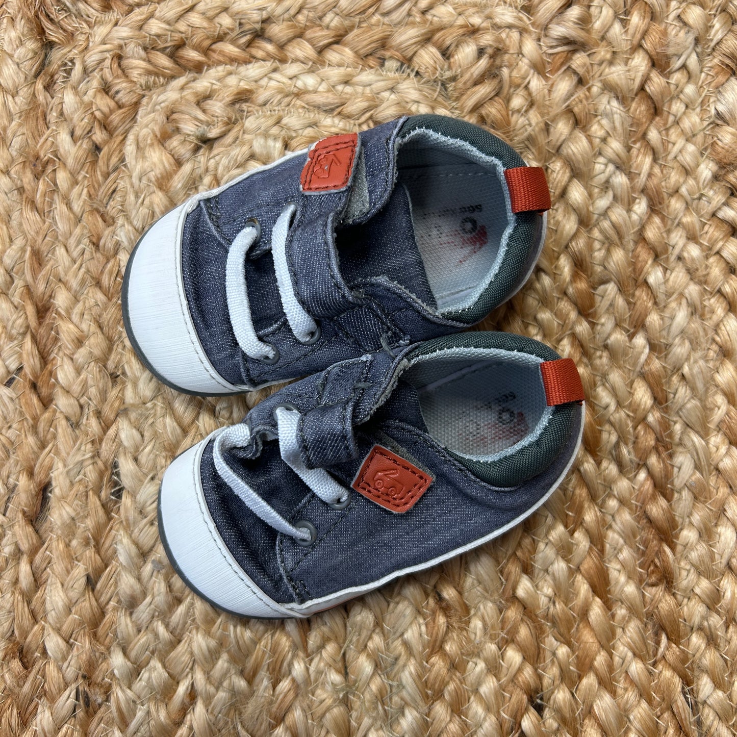 Gray Denim Velcro Low Top Shoes