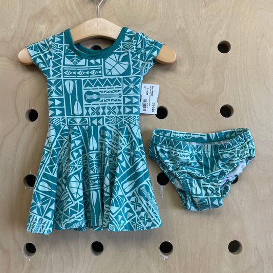 Teal Aloha Print Bamboo Blend Dress