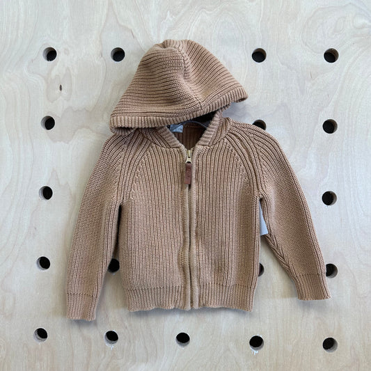 Camel Sweater Zip Hoodie