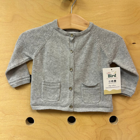 Grey Pocket Button Knit Cardigan