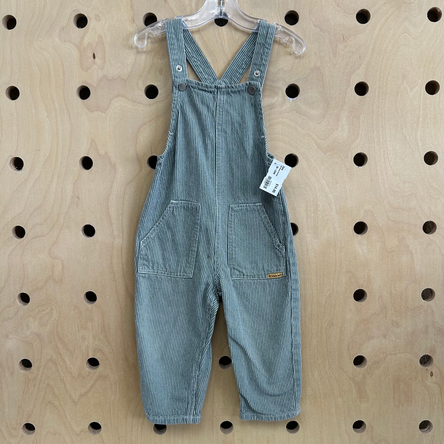 Teal Striped Overalls