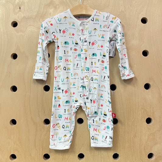 Cream Alphabet Bamboo Romper