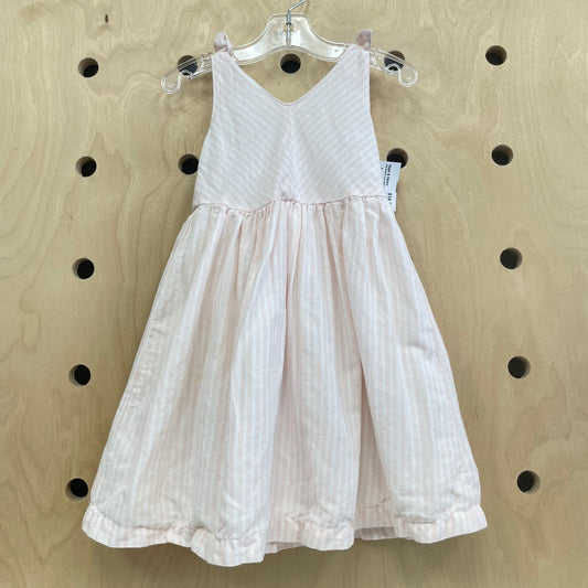 Pink Striped Linen Blend Dress