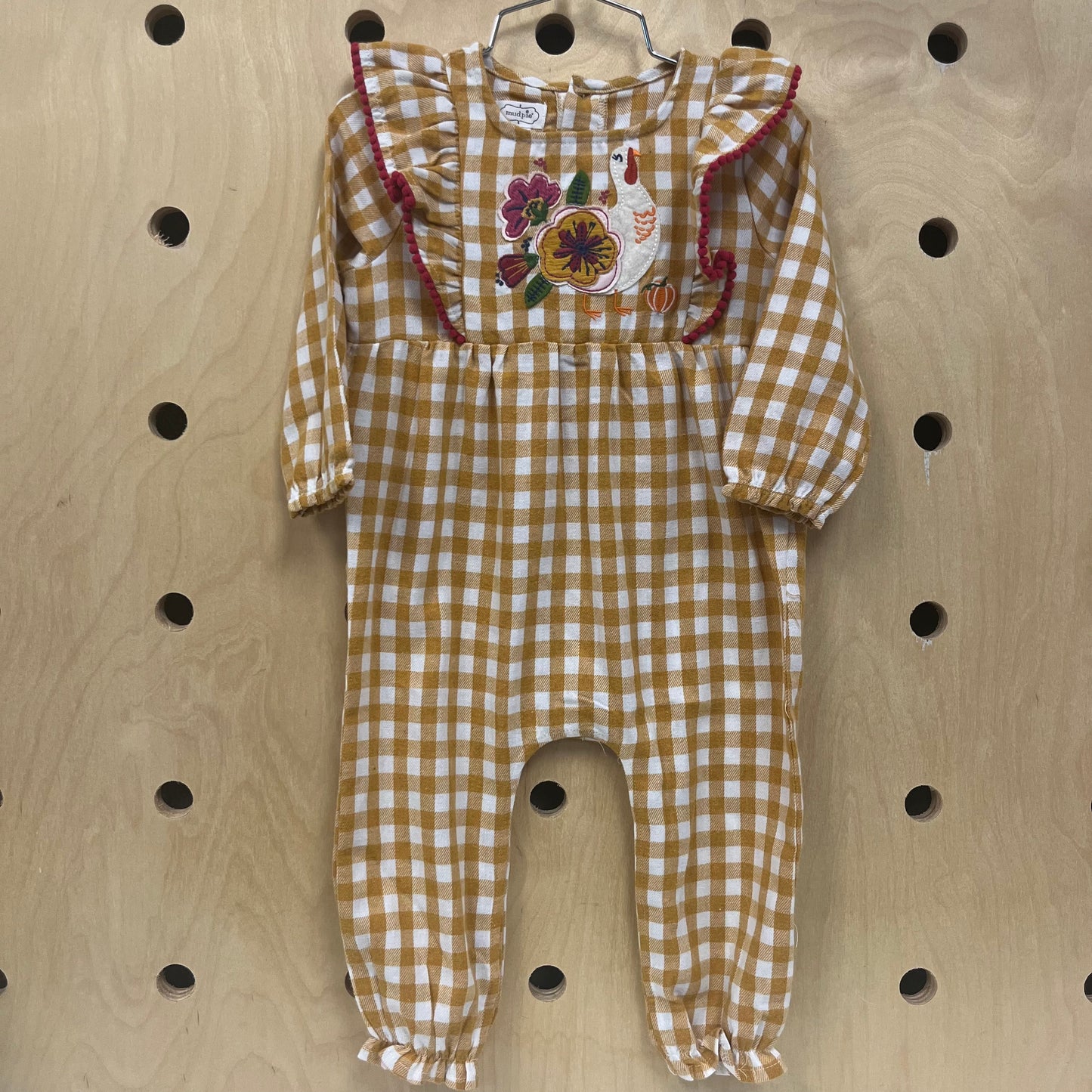 Yellow Gingham Chicken Romper