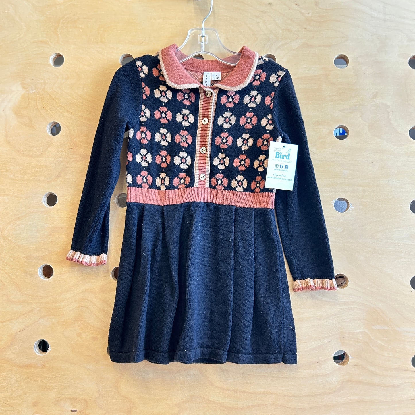 Black & Brown Floral Knit Dress