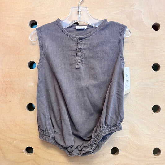 Earthy Grey Textured Bubble Romper