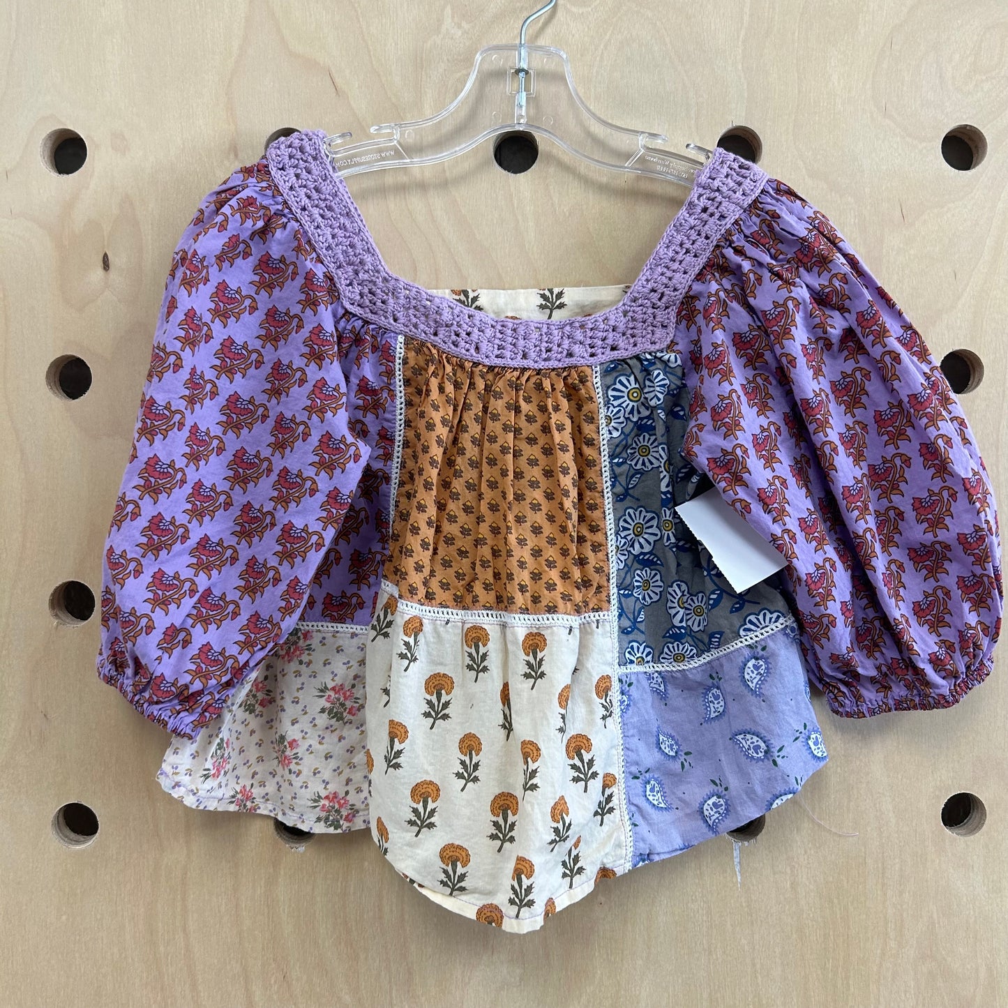 Purple Floral Peasant Top