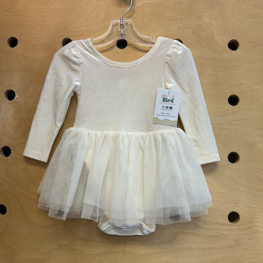 Cream Velour/Tulle Romper