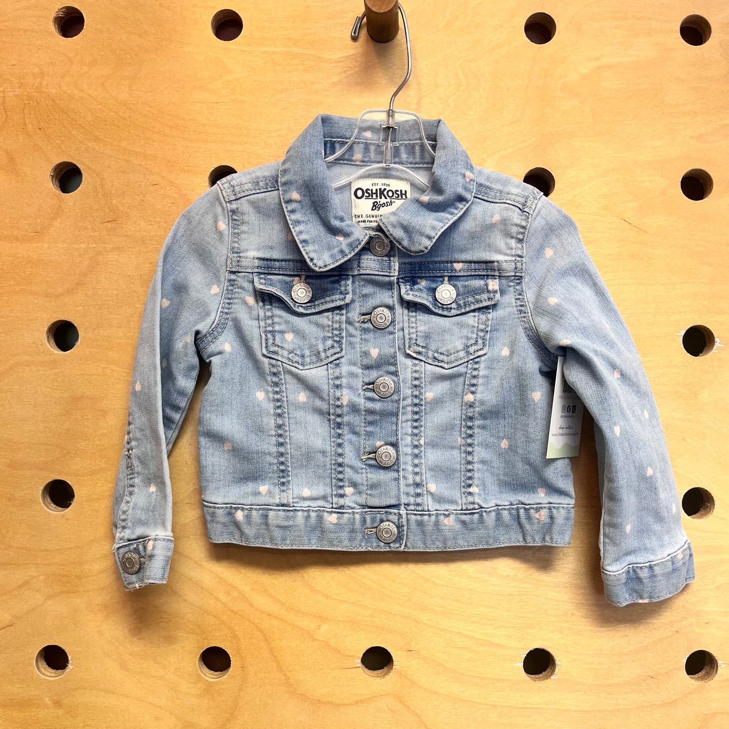 Pink Hearts Denim Snap Jacket