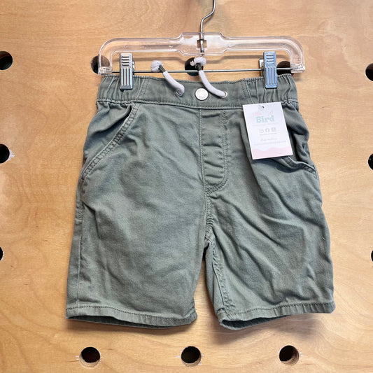 Organic Green Drawstring Denim Shorts