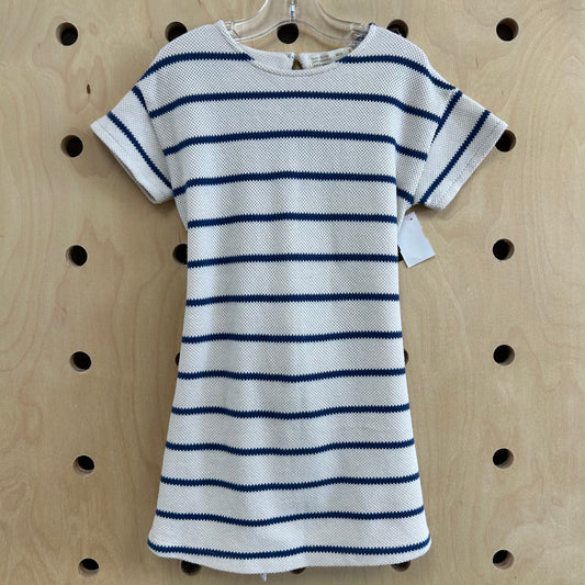 Cream & Blue Striped Dress