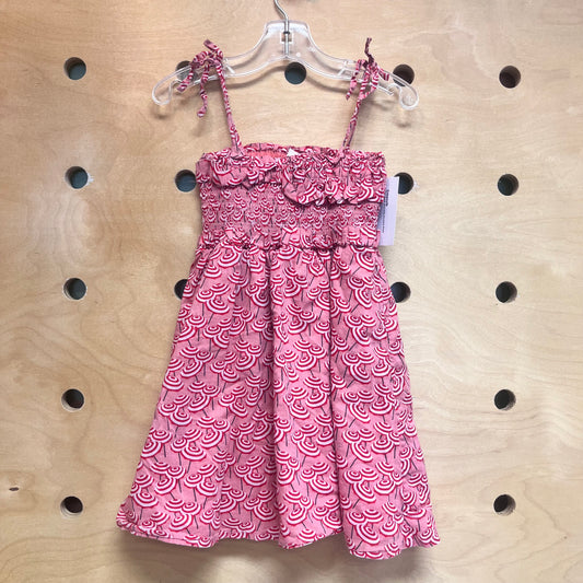 Pink Beach Umbrellas Smocked Dress