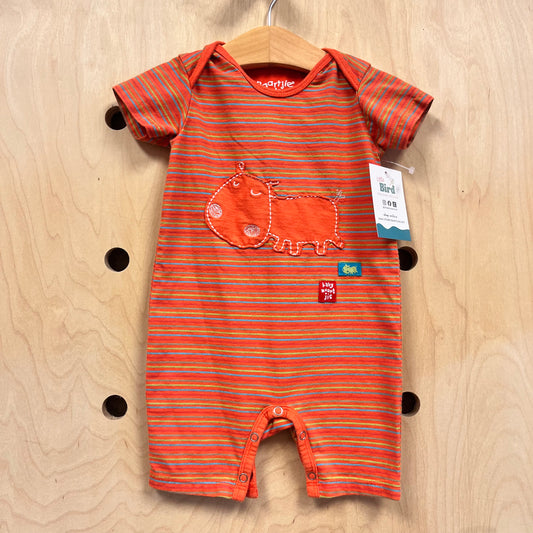 Striped Hippo Applique Romper