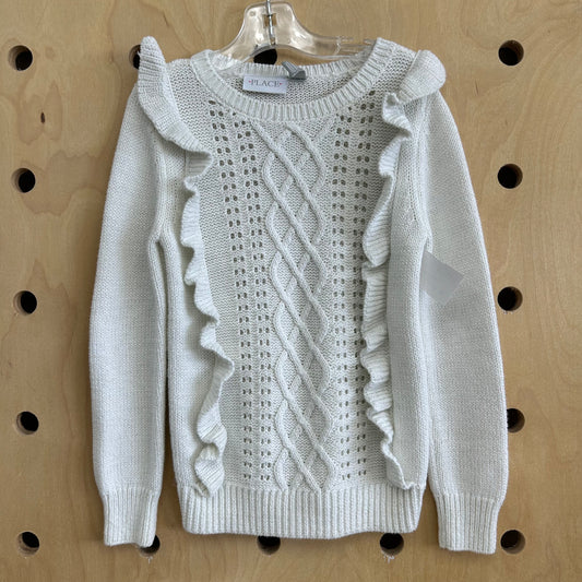 White + Silver Open Weave Sweater