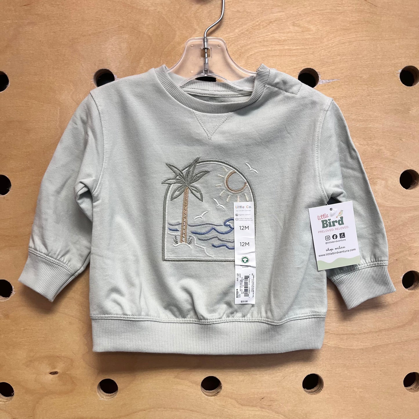 Mint Palm & Waves Pullover NEW!!