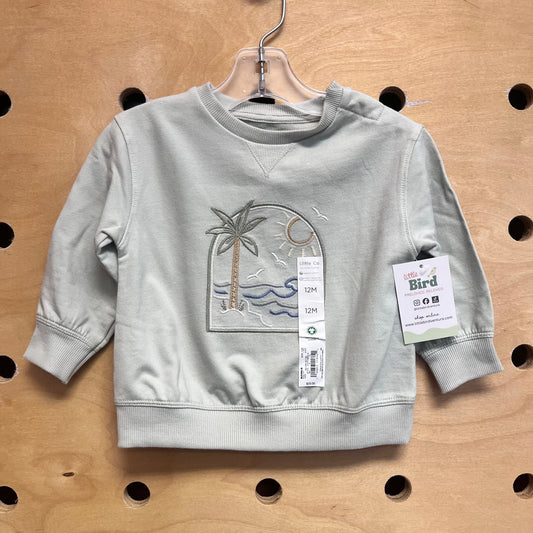 Mint Palm & Waves Pullover NEW!!