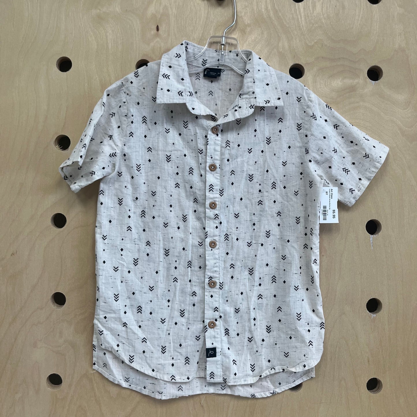 Cream & Black Arrow Button Up