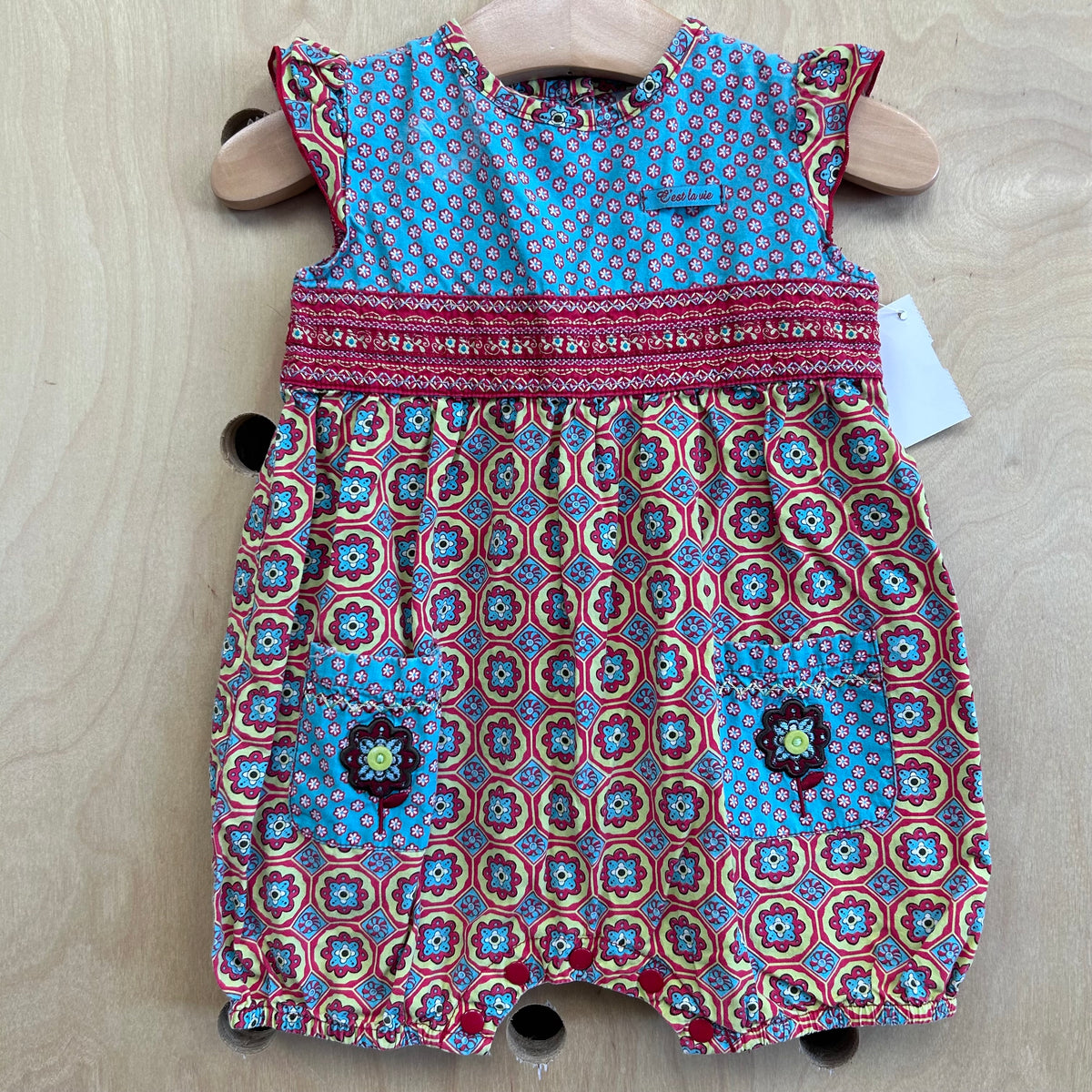 Blue Colorful mod Floral Romper