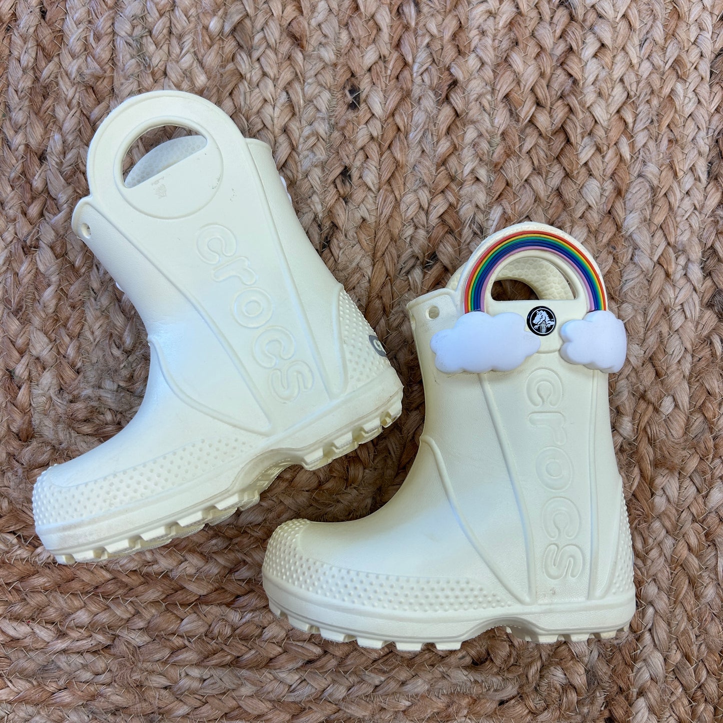 Pale Yellow Rainbow Rain Boots