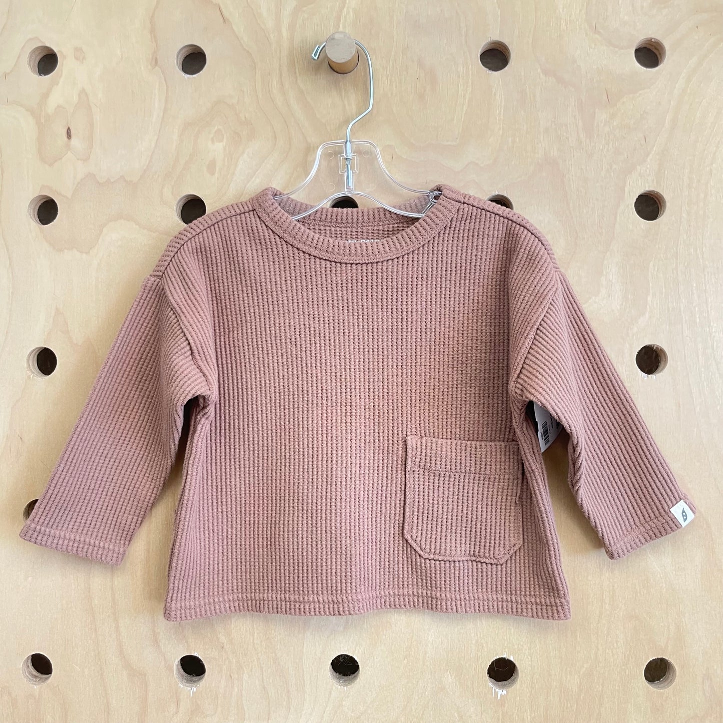 Brown Organic Waffle Knit Long Sleeve