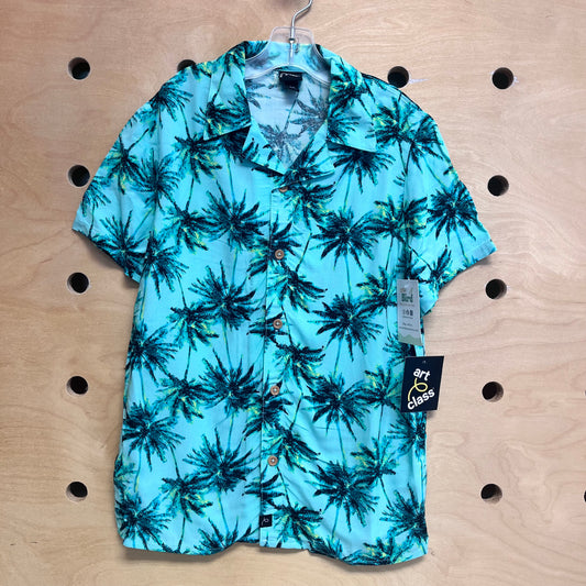 Aqua/Green Palms Button Up NEW!